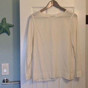 Everlane cream pull over silk top S